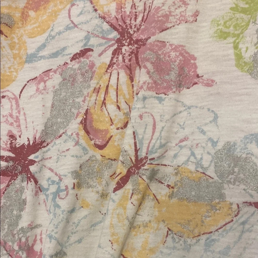 Coldwater Creek Pink and Yellow Fitted 3/4 Sleeve Blouse - Picture 2 of 4